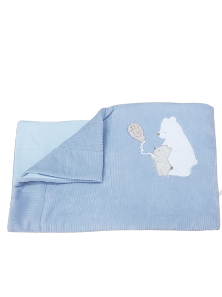 Coperta per carrozzina in ciniglia a costine con patch orsetti - NUOVA COLLEZIONE LALALU' A/I 2026-27