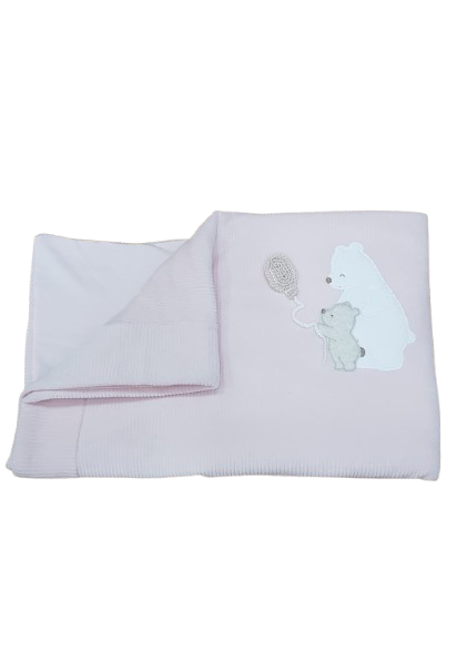 Coperta per carrozzina in ciniglia a costine con patch orsetti - NUOVA COLLEZIONE LALALU' A/I 2026-27