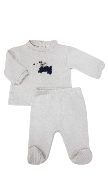 Completo 2 pz. in maglia caldo cotone con bassotto - NUOVA COLLEZIONE LALALU' A/I 2026-27