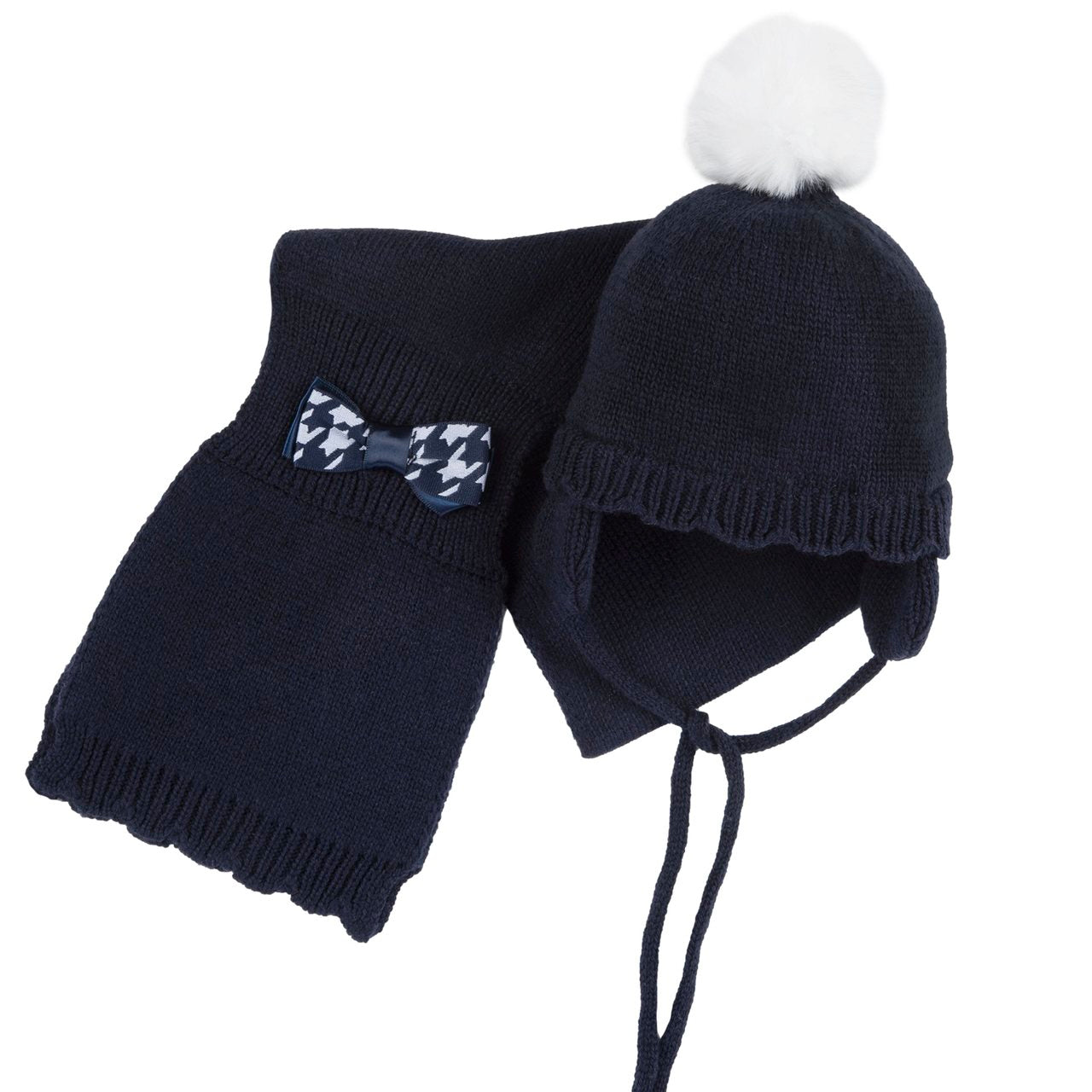 Set cappello e sciarpa di tricot misto lana con fiocco CHICCO